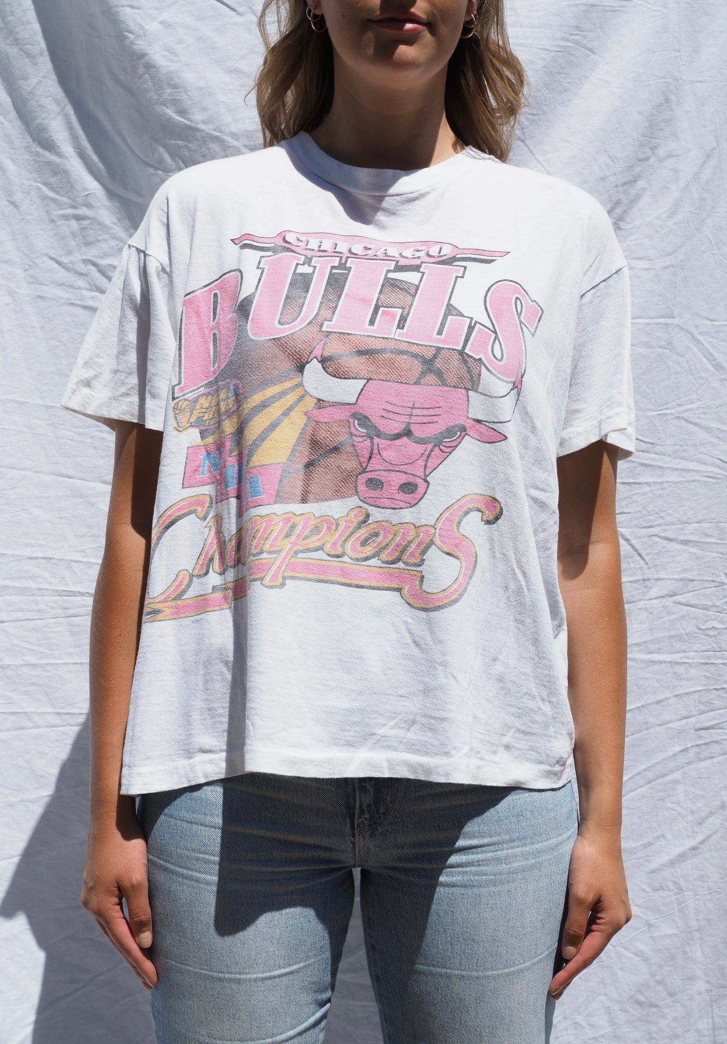 Chicago Bulls NBA White T-shirt 1996 Finals